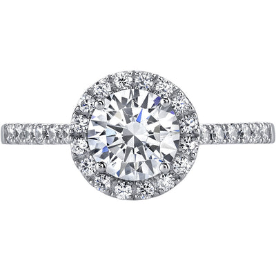 14K White Gold Halo Engagement Ring and Wedding Band Bridal Set Sizes 4-10