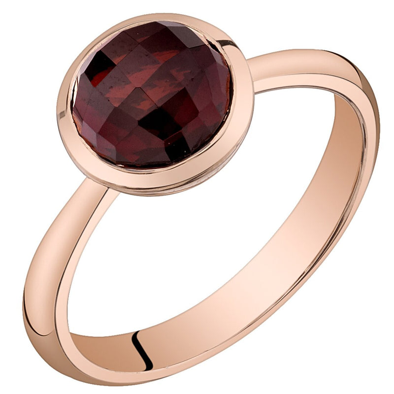 14K Rose Gold Garnet Solitaire Dome Ring 2.50 Carats