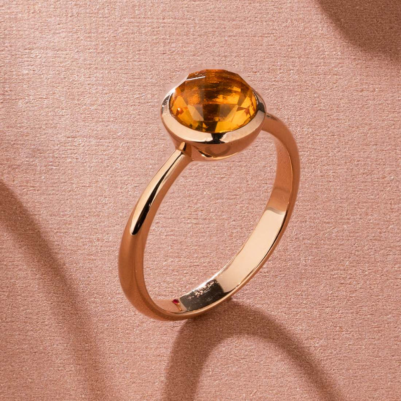 14K Rose Gold Citrine Solitaire Dome Ring 1.50 Carats