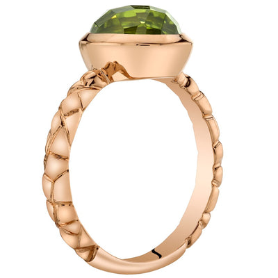 14K Rose Gold Peridot Cupola Solitaire Dome Ring 2.50 Carats