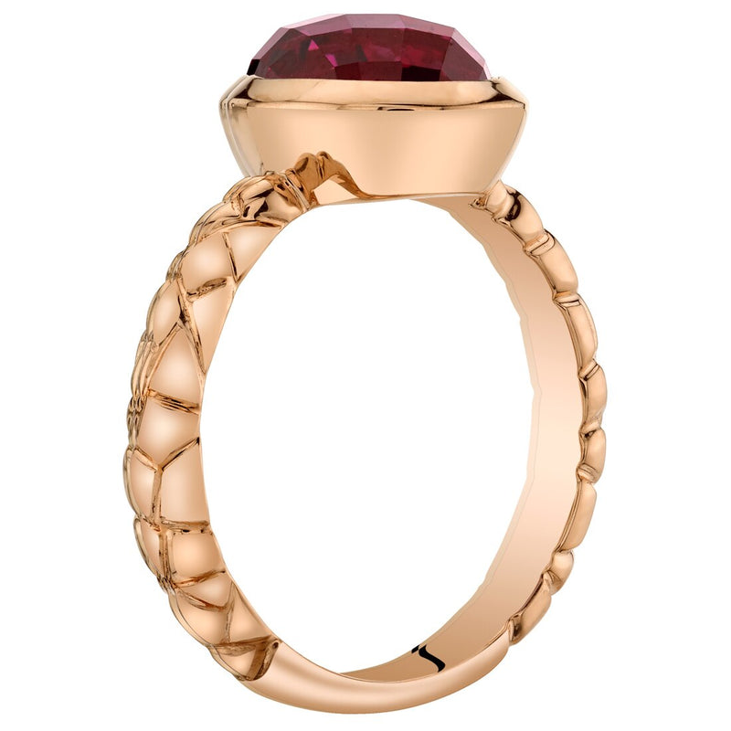 14K Rose Gold Created Ruby Cupola Solitaire Dome Ring 3 Carats