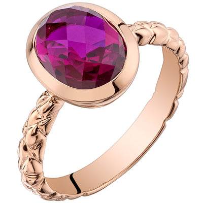 14K Rose Gold Created Ruby Cupola Solitaire Dome Ring 3 Carats
