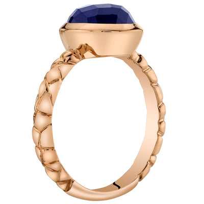 14k Rose Gold Created Blue Sapphire Cupola Solitaire Dome Ring (3.00 carat)