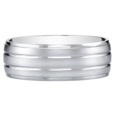 Mens 14K White Gold Wedding Ring Band 7Mm Satin Finish Comfort Fit Sizes 8 To 14 R63078 alternate view and angle