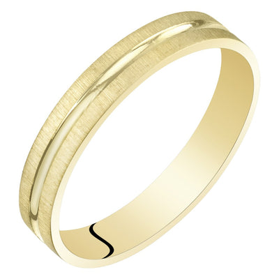 3mm Wedding Anniversary Ring Band Dual Finish 14K Yellow Gold