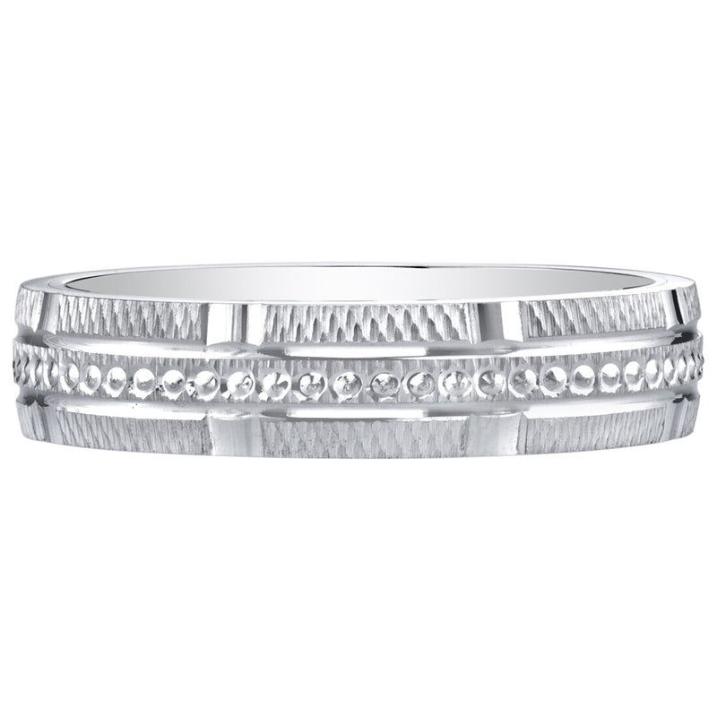 Womens 14K White Gold 4Mm Textured Wedding Anniversary Ring Band Sizes 4 To 9 R63084 alternate view and angle