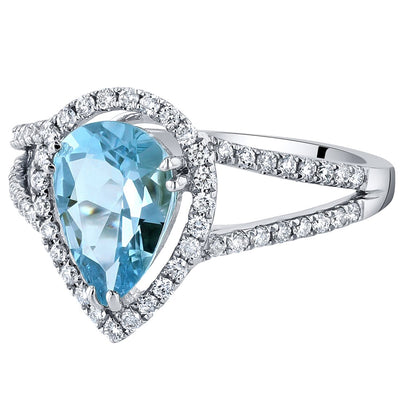 Igi Certified Aquamarine And Diamond 14K White Gold Ring 1 90 Carats Total Pear Shape R63094 alternate view and angle
