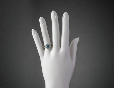 Igi Certified Aquamarine And Diamond 14K White Gold Ring 1 90 Carats Total Pear Shape R63094 on a model