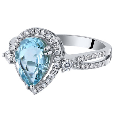 Igi Certified Aquamarine And Diamond 14K White Gold Ring 1 94 Carats Total Pear Shape R63096 alternate view and angle