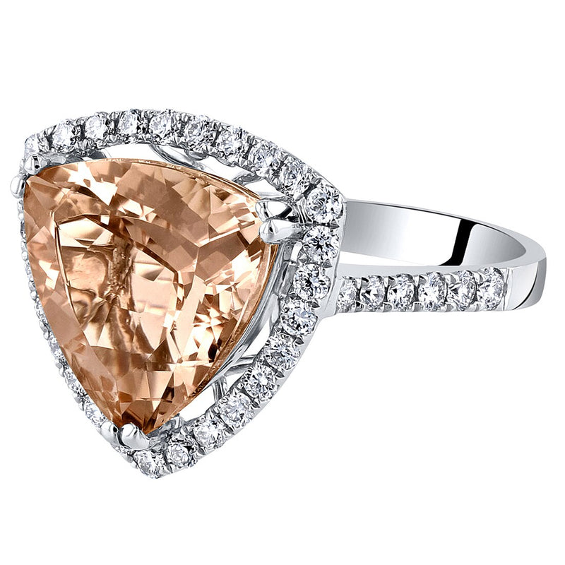 Igi Certified Morganite And Diamond 14K White Gold Ring 5 80 Carats Total Trillion Cut R63110 alternate view and angle