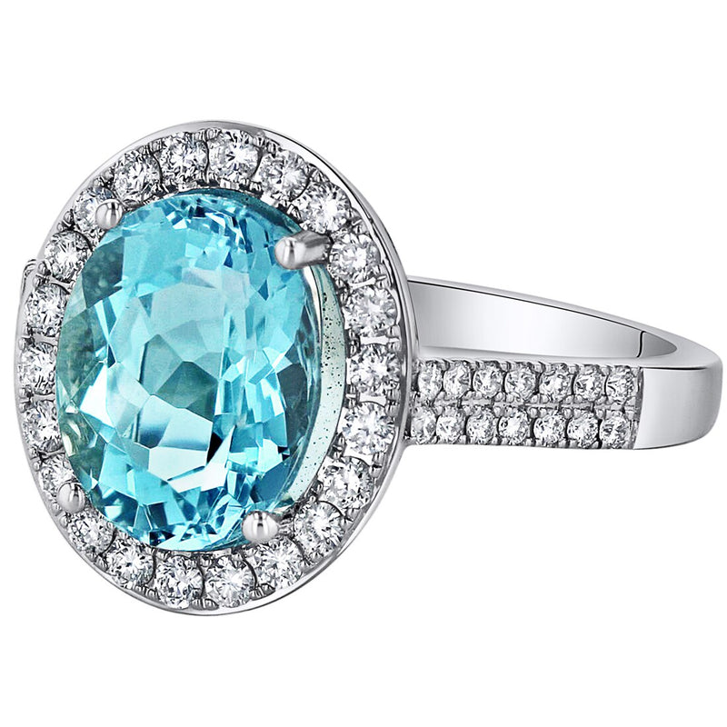 14K White Gold Igi Certified Aquamarine And Diamond Ring 3 50 Carats Total Weight Oval Shape R63144 alternate view and angle