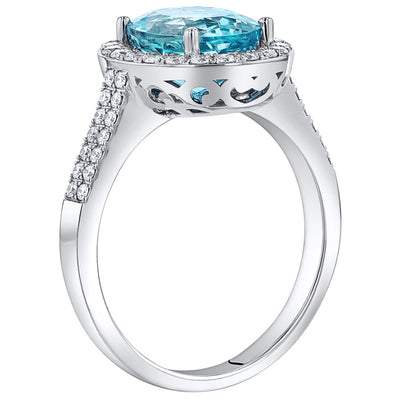 14K White Gold Igi Certified Aquamarine And Diamond Ring 3 50 Carats Total Weight Oval Shape R63144 additional view, angle, and on model