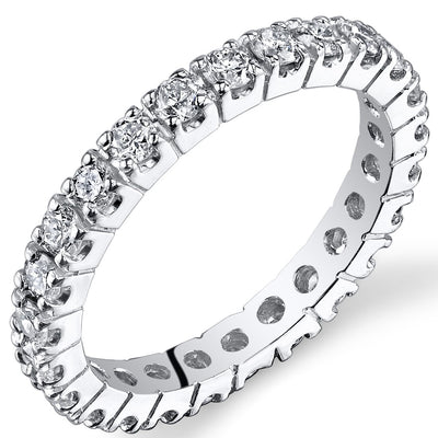 Lab Grown Diamond 1 Carat Total Eternity Band Ring in 14K White Gold, Sizes 4 to 9