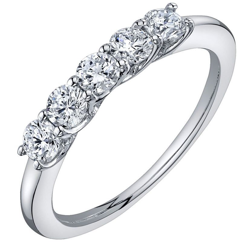 Diamond 5-Stone Trellis Ring Band 14K White Gold