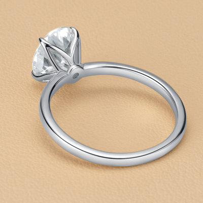 2 Carat Moissanite Oval Engagement Ring Petal Solitaire Design in 14k White Gold