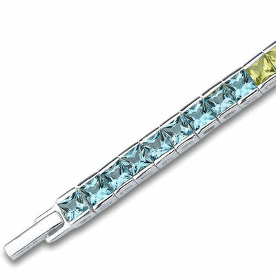 Rainbow Bracelet Sterling Silver Princess Shape 15 Carats SB2676