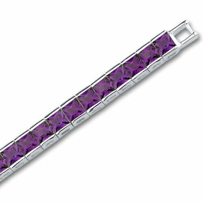 Amethyst Bracelet Sterling Silver Princess Shape 12.5 Carats SB2680
