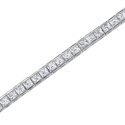 Cubic Zirconia Tennis Bracelet Sterling Silver Princess Shape 16.75Carats
