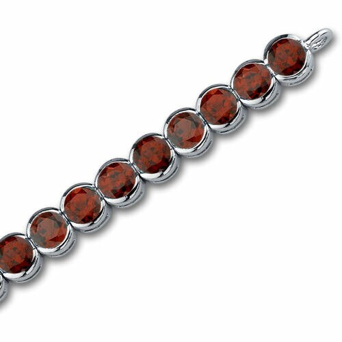 Garnet Bracelet Sterling Silver Round Shape 19.75 Carats