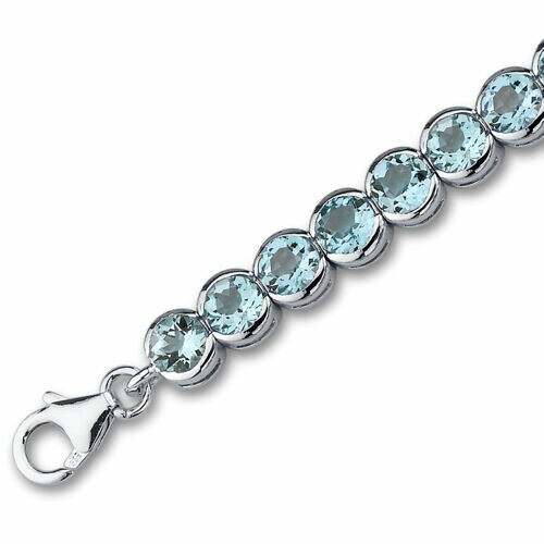 Swiss Blue Topaz Bracelet Sterling Silver Round Shape 19 Carats