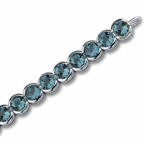 London Blue Topaz Bracelet Sterling Silver Round Cut 19 Carats