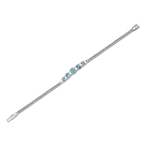 Swiss Blue Topaz 5-Stone Bracelet Sterling Silver | sb2786