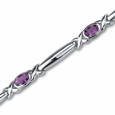 Amethyst 5-Stone Open Infinity Bracelet Sterling Silver Oval Shape 2 Carats