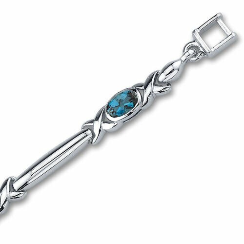 London Blue Topaz 5-Stone Open Infinity Bracelet Sterling Silver Oval Cut 2.75 Carats