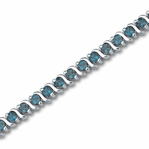 London Blue Topaz Bracelet Sterling Silver Round Cut 5 Carats SB2852