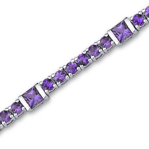 Amethyst Bracelet Sterling Silver Princess Shape 5.75 Carats SB2860