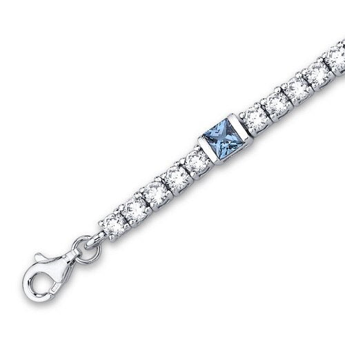 London Blue Topaz Bracelet Sterling Silver Princess 2.5 Carats
