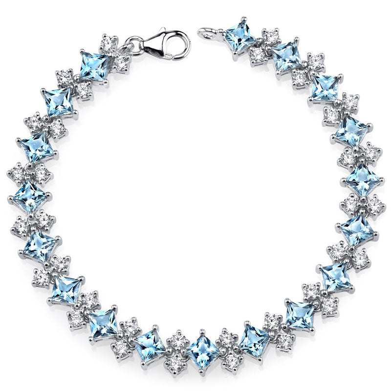 Swiss Blue Topaz Bracelet Sterling Silver Princess 13.5 Carats