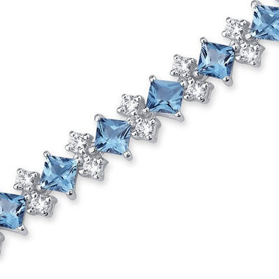 Swiss Blue Topaz Bracelet Sterling Silver Princess 13.5 Carats