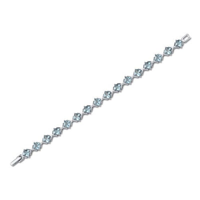 Swiss Blue Topaz Bracelet Sterling Silver Princess Shape 12 Carats