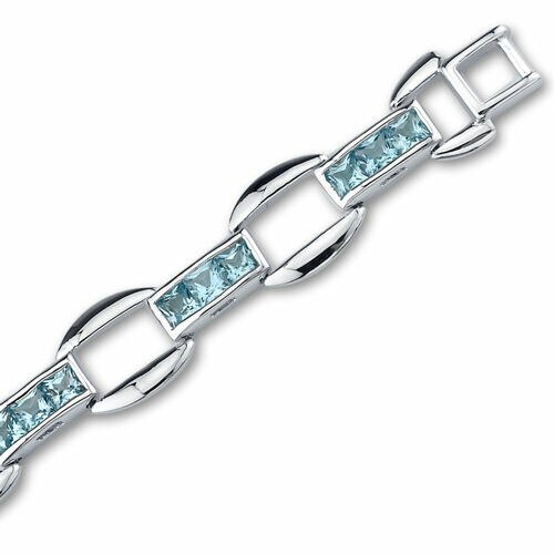 Swiss Blue Topaz Bracelet Sterling Silver Princess 4.5 Carats