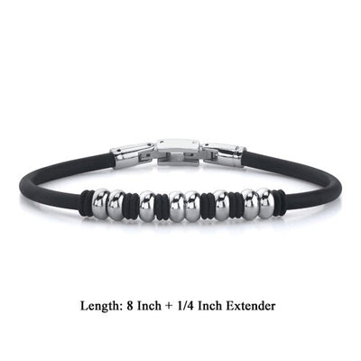 Strikingly Elegant: Steel Bead and Rubber Ring Bracelet