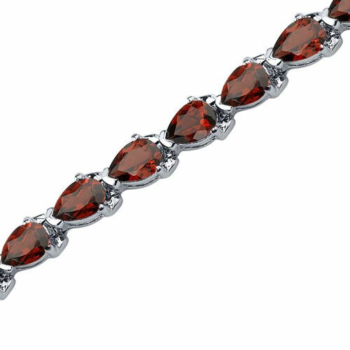 Garnet Bracelet Sterling Silver Pear Shape 12 Carats