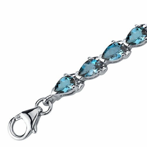 Natural Blue Topaz Bracelet, 925 Sterling Silver, sold Topaz Tennis Bracelet, Birthstone, Gemstone Bracelet, Women Silver Bracelet