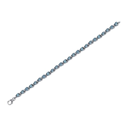 London Blue Topaz Bracelet Sterling Silver Pear Cut 9.5 Carats