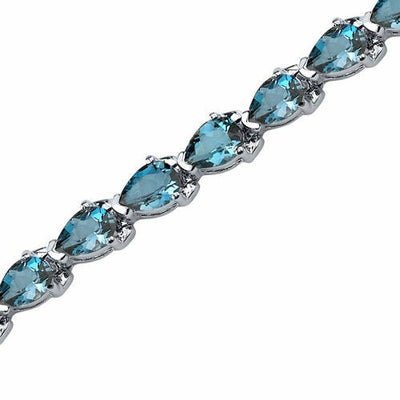 London Blue Topaz Bracelet Sterling Silver Pear Cut 9.5 Carats