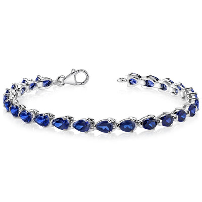 Blue Sapphire Bracelet Sterling Silver Pear Shape 9.5 Carats