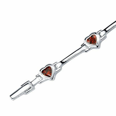 Garnet Bracelet Sterling Silver Heart Shape 3.75 Carats