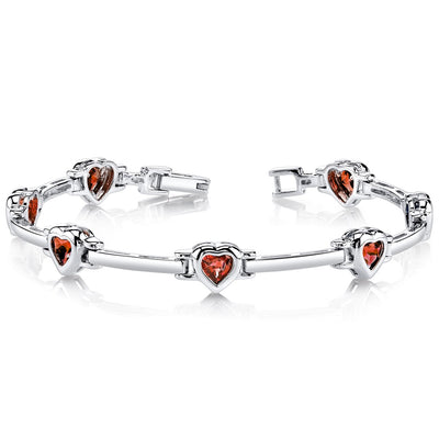 Garnet Bracelet Sterling Silver Heart Shape 3.75 Carats