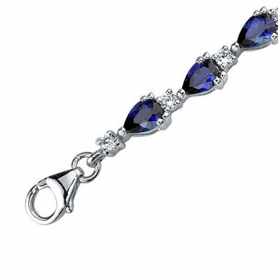 Blue Sapphire Bracelet Sterling Silver Pear Shape 6.75 Carats