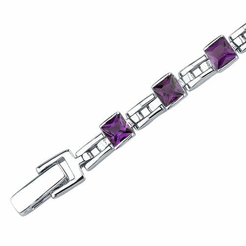 Amethyst Tennis Bracelet Sterling Silver Princess Shape 4.5 Carats