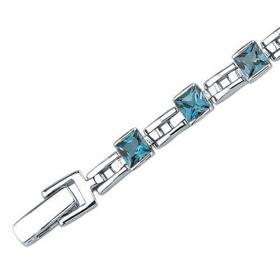 London Blue Topaz Bracelet Sterling Silver Princess 6 Carats