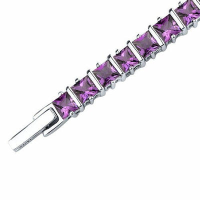 Amethyst Tennis Bracelet Sterling Silver Princess Shape 10 Carats