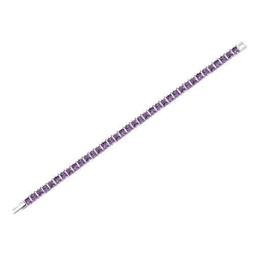 Amethyst Tennis Bracelet Sterling Silver Princess Shape 10 Carats