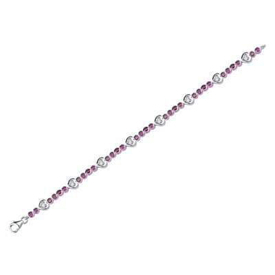Ruby Bracelet Sterling Silver Round Shape 3.75 Carats