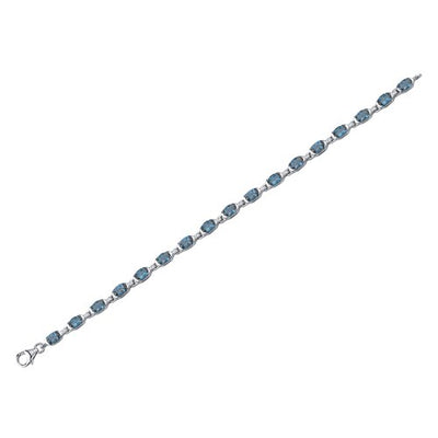 London Blue Topaz Bracelet Sterling Silver Oval Cut 7.75 Carats